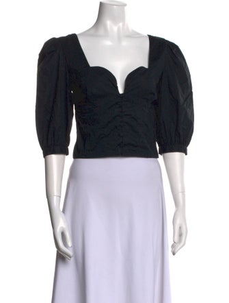 Jonathan Simkhai V-Neck Three-Quarter Sleeve Crop Top