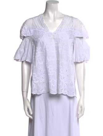 Jonathan Simkhai V-Neck Short Sleeve Blouse