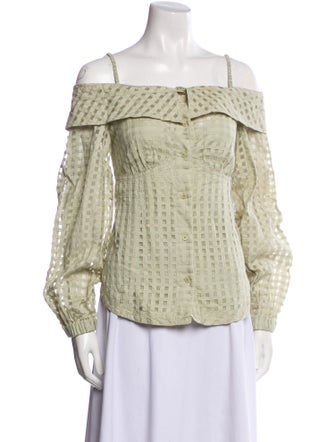 Jonathan Simkhai Off-The-Shoulder Long Sleeve Blouse