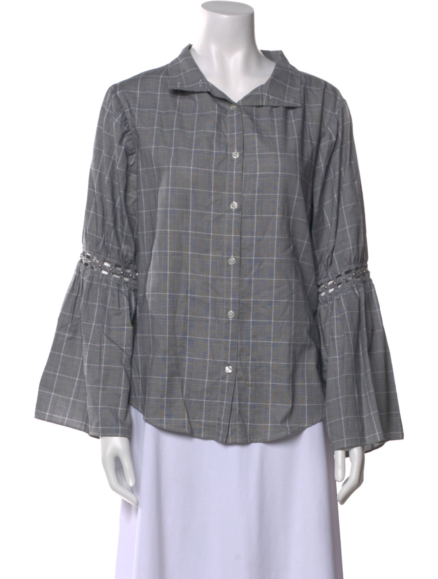 Jonathan Simkhai Plaid Print Long Sleeve Button-Up Top
