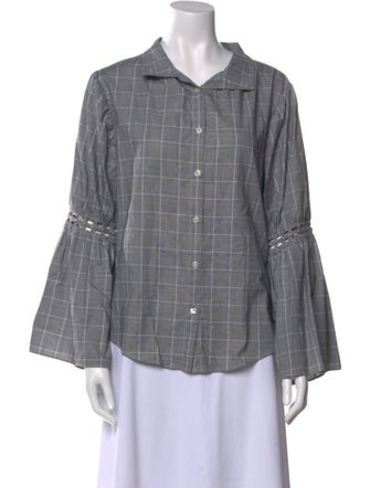 Jonathan Simkhai Plaid Print Long Sleeve Button-Up Top