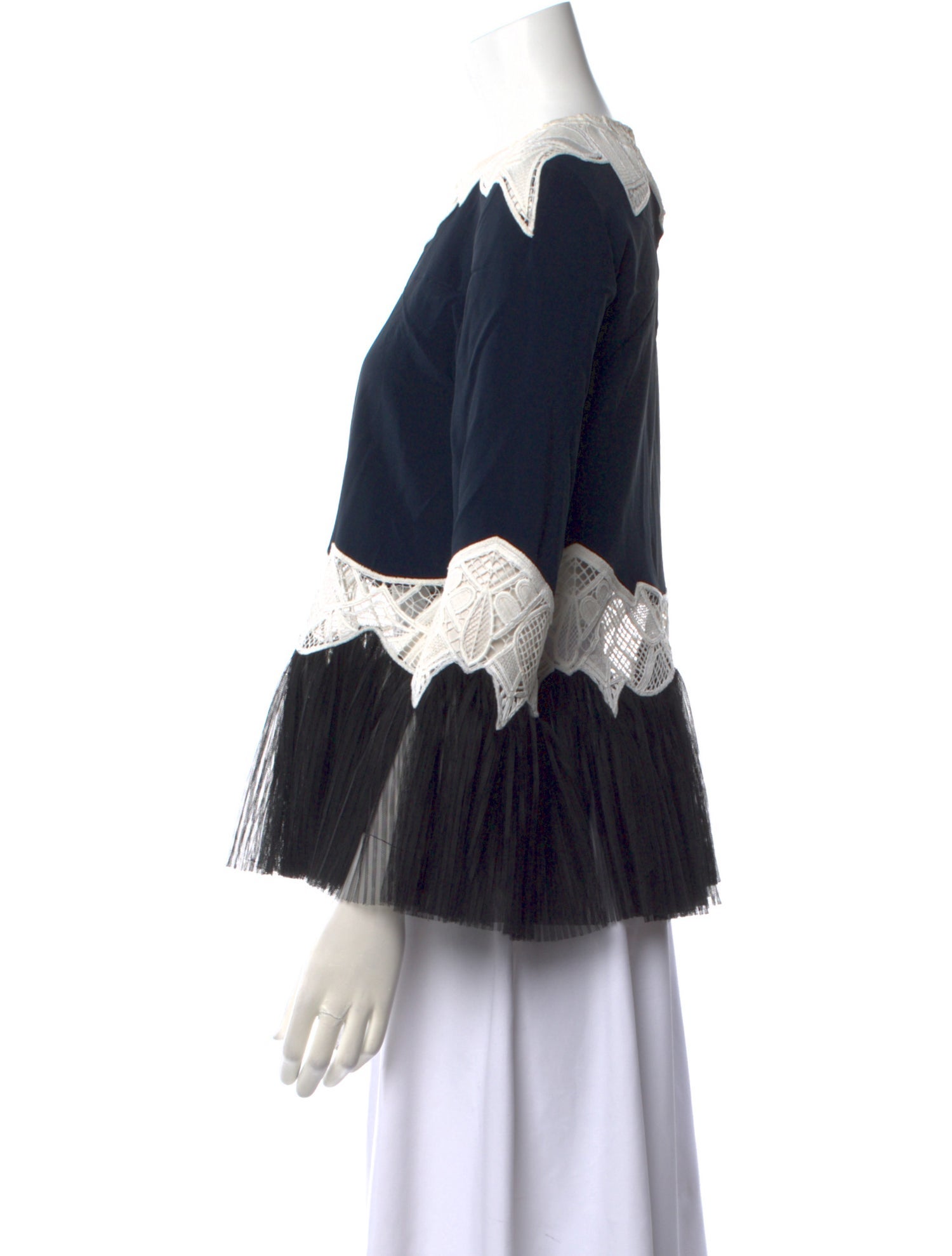 Jonathan Simkhai Bateau Neckline Three-Quarter Sleeve Blouse