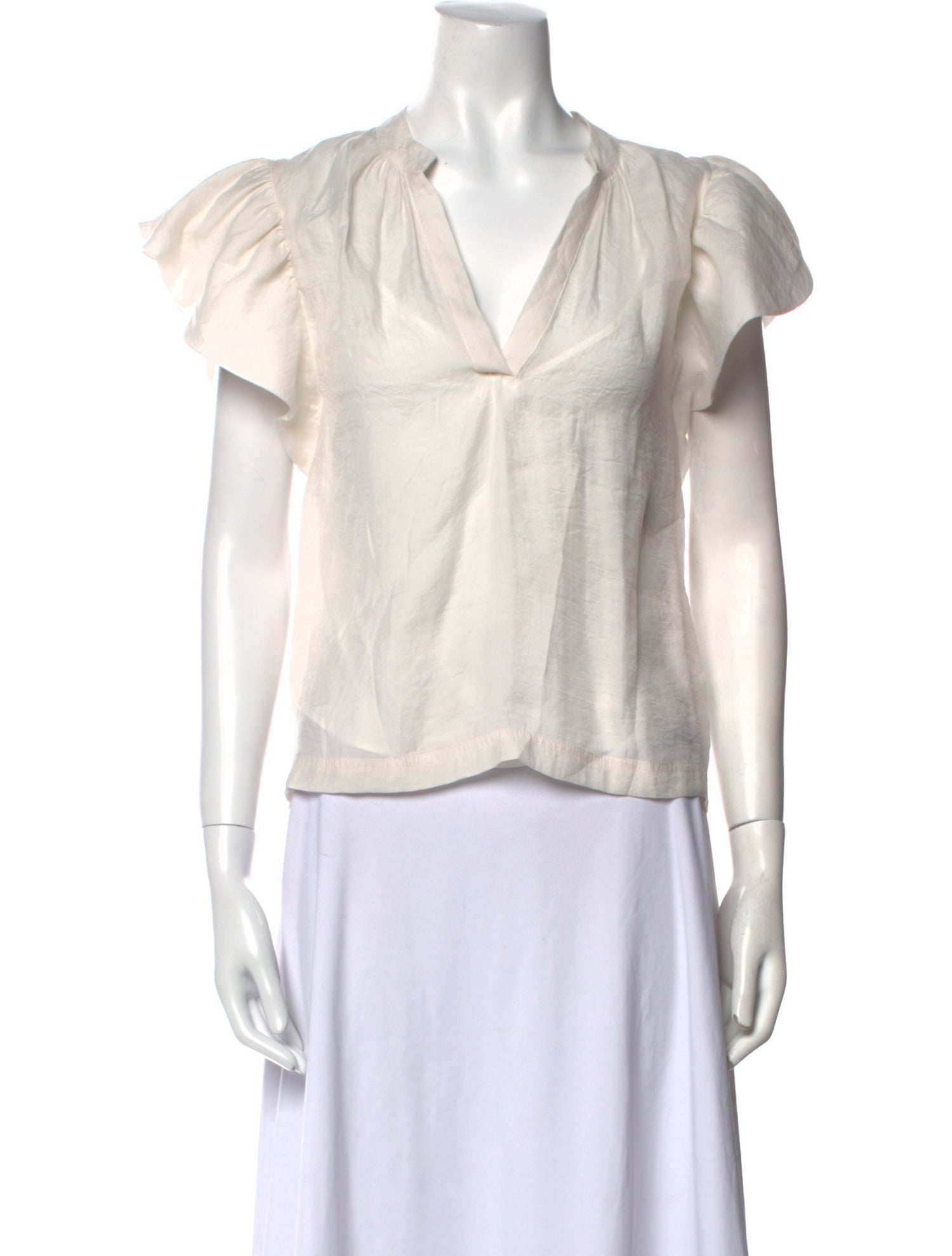 Jonathan Simkhai V-Neck Short Sleeve Blouse