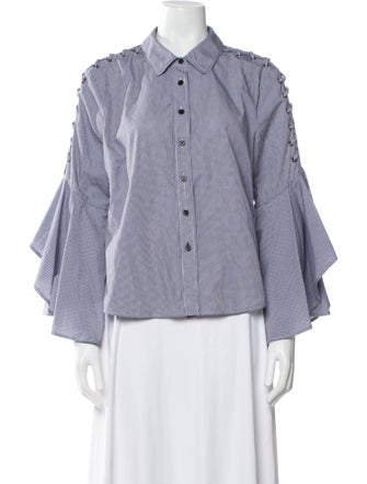 Jonathan Simkhai Plaid Print Long Sleeve Button-Up Top