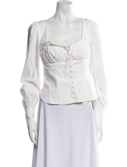 Jonathan Simkhai Square Neckline Long Sleeve Button-Up Top