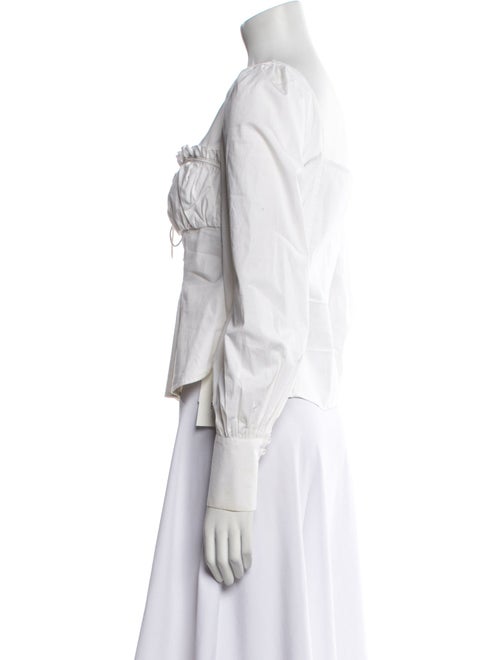 Jonathan Simkhai Square Neckline Long Sleeve Button-Up Top