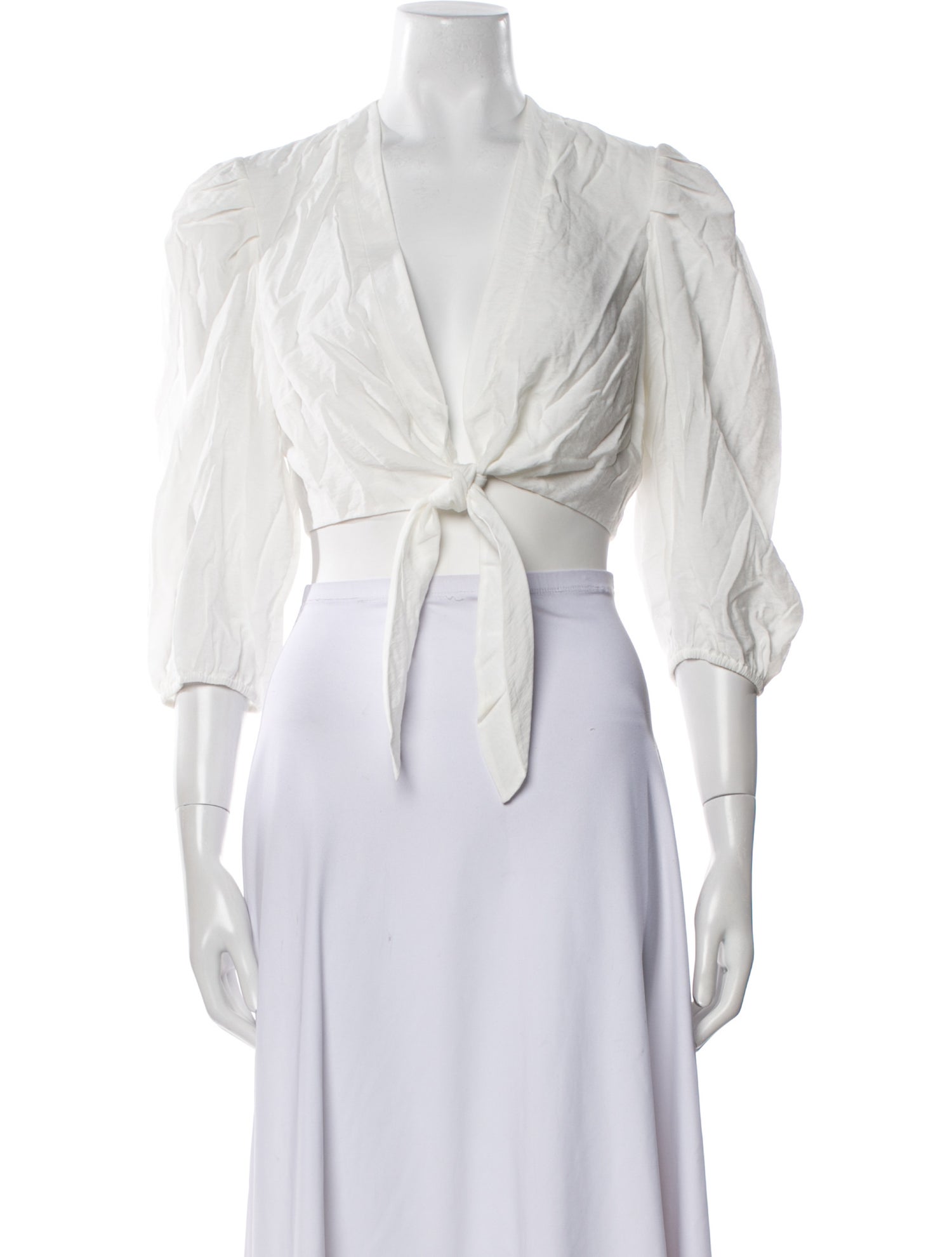 Jonathan Simkhai V-Neck Three-Quarter Sleeve Crop Top