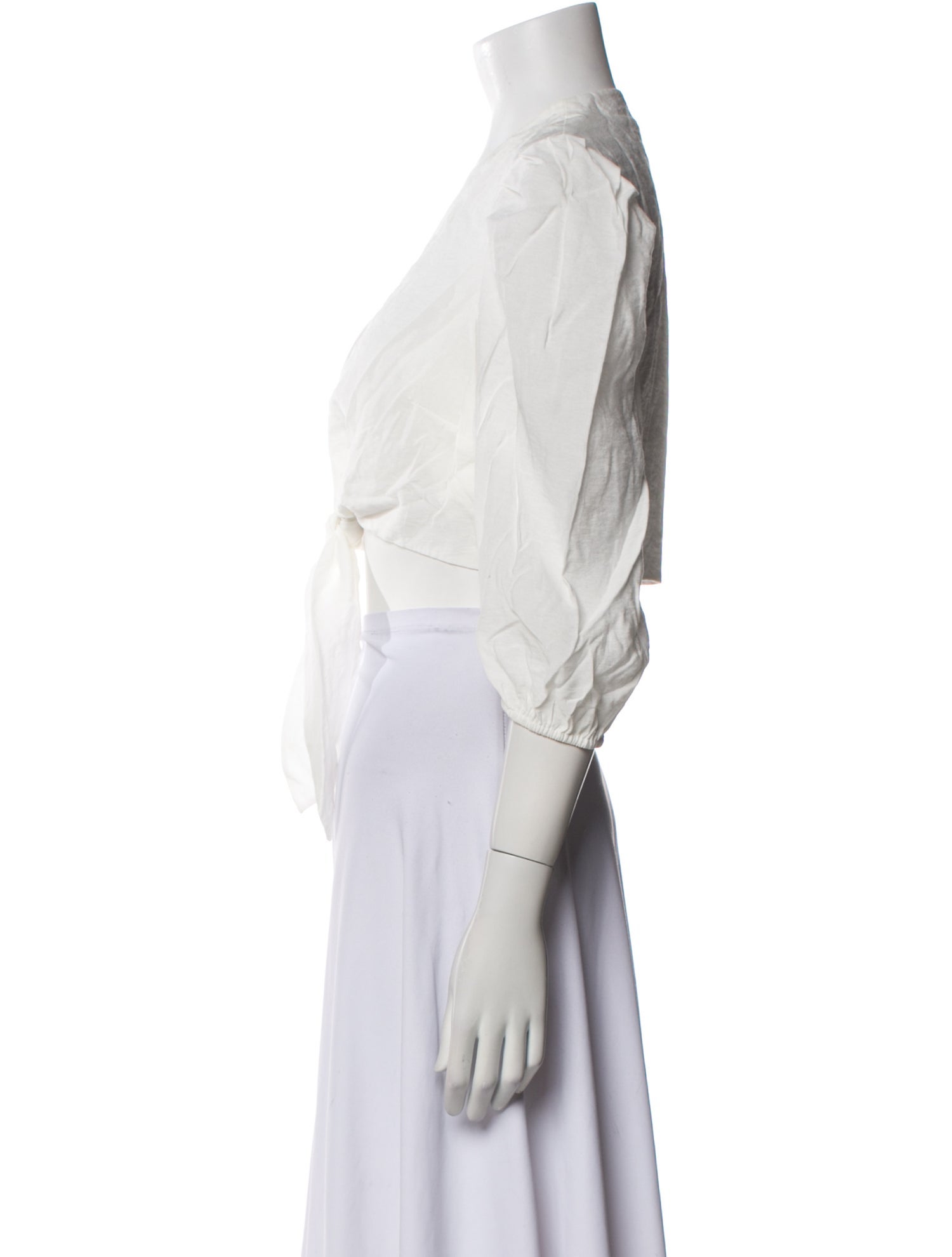 Jonathan Simkhai V-Neck Three-Quarter Sleeve Crop Top