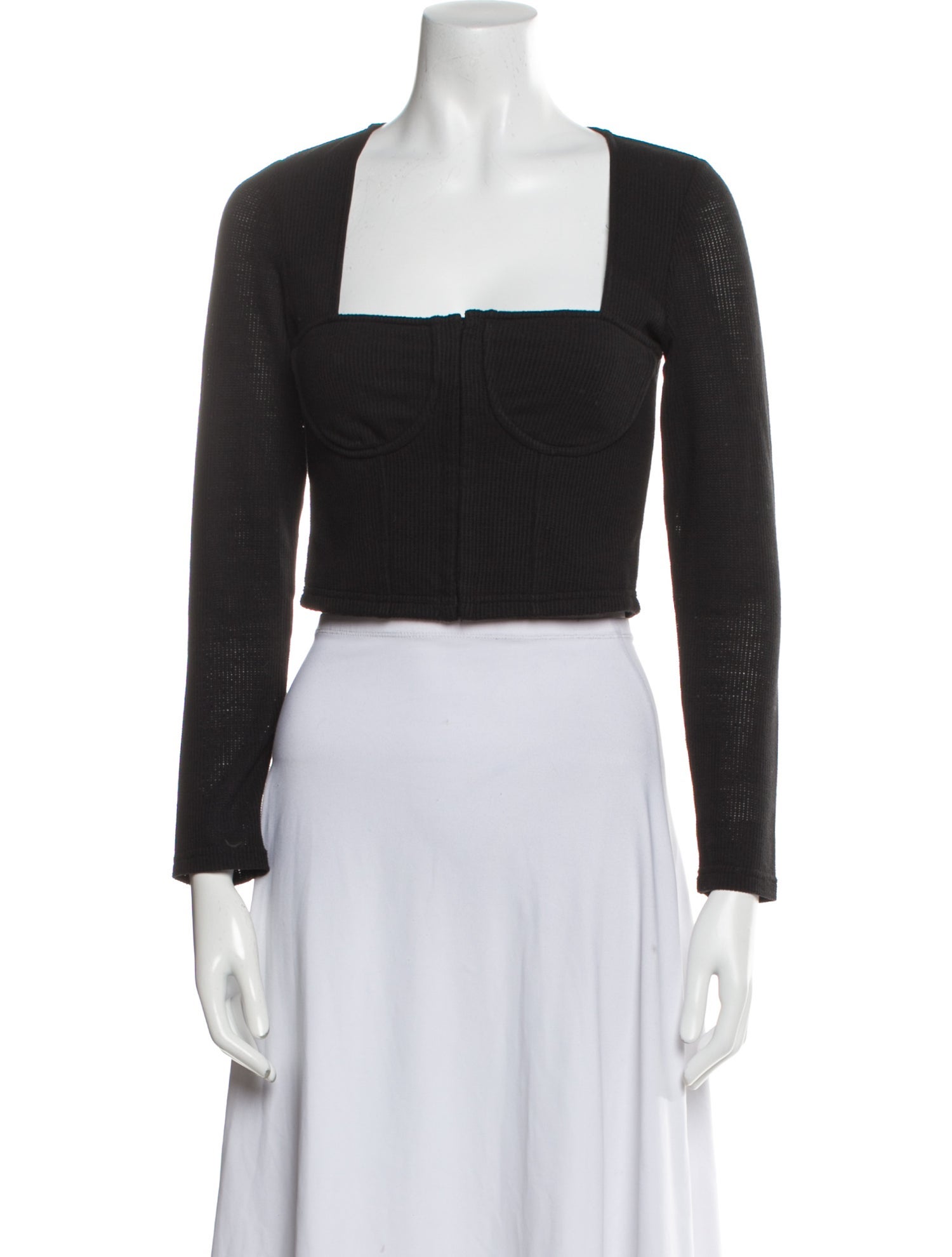 Jonathan Simkhai Square Neckline Long Sleeve Crop Top