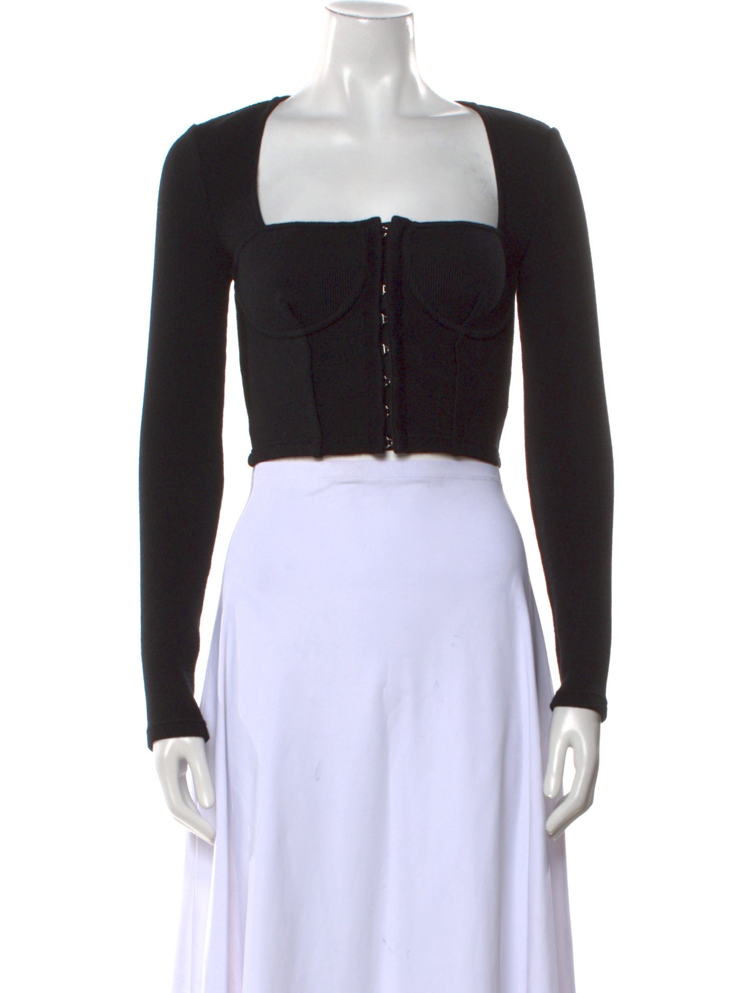 Jonathan Simkhai Square Neckline Long Sleeve Crop Top