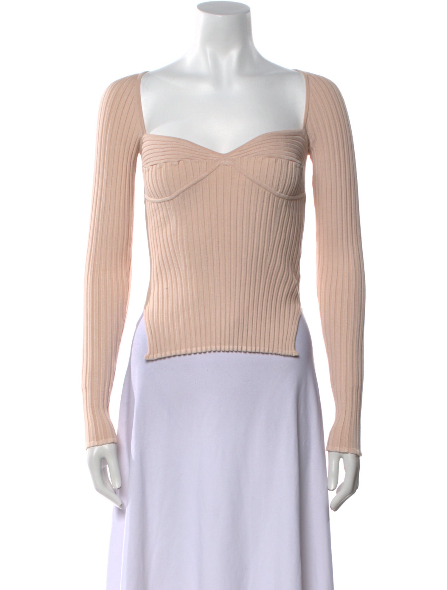 Jonathan Simkhai Square Neckline Long Sleeve Crop Top