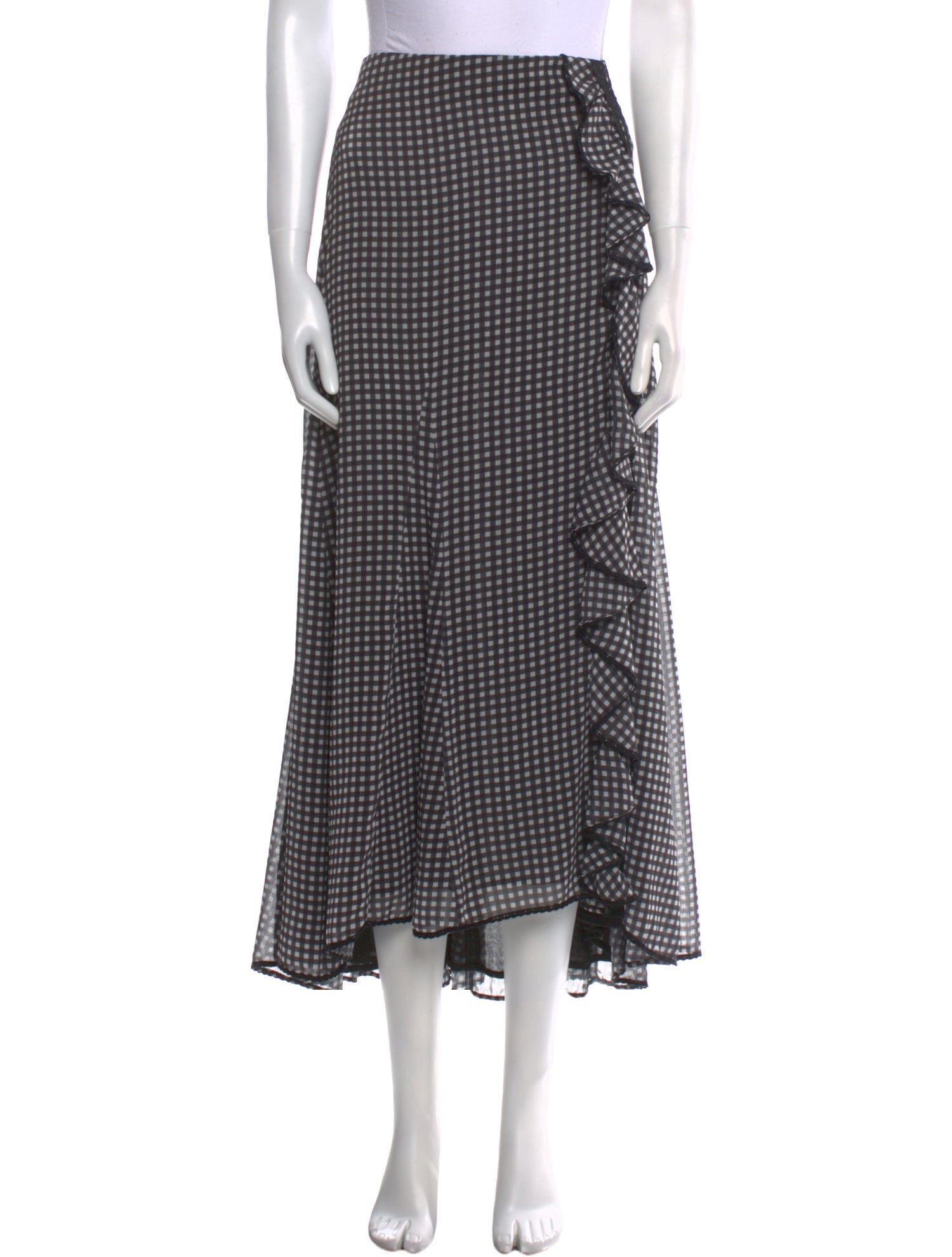 Jonathan Simkhai Plaid Print Midi Length Skirt