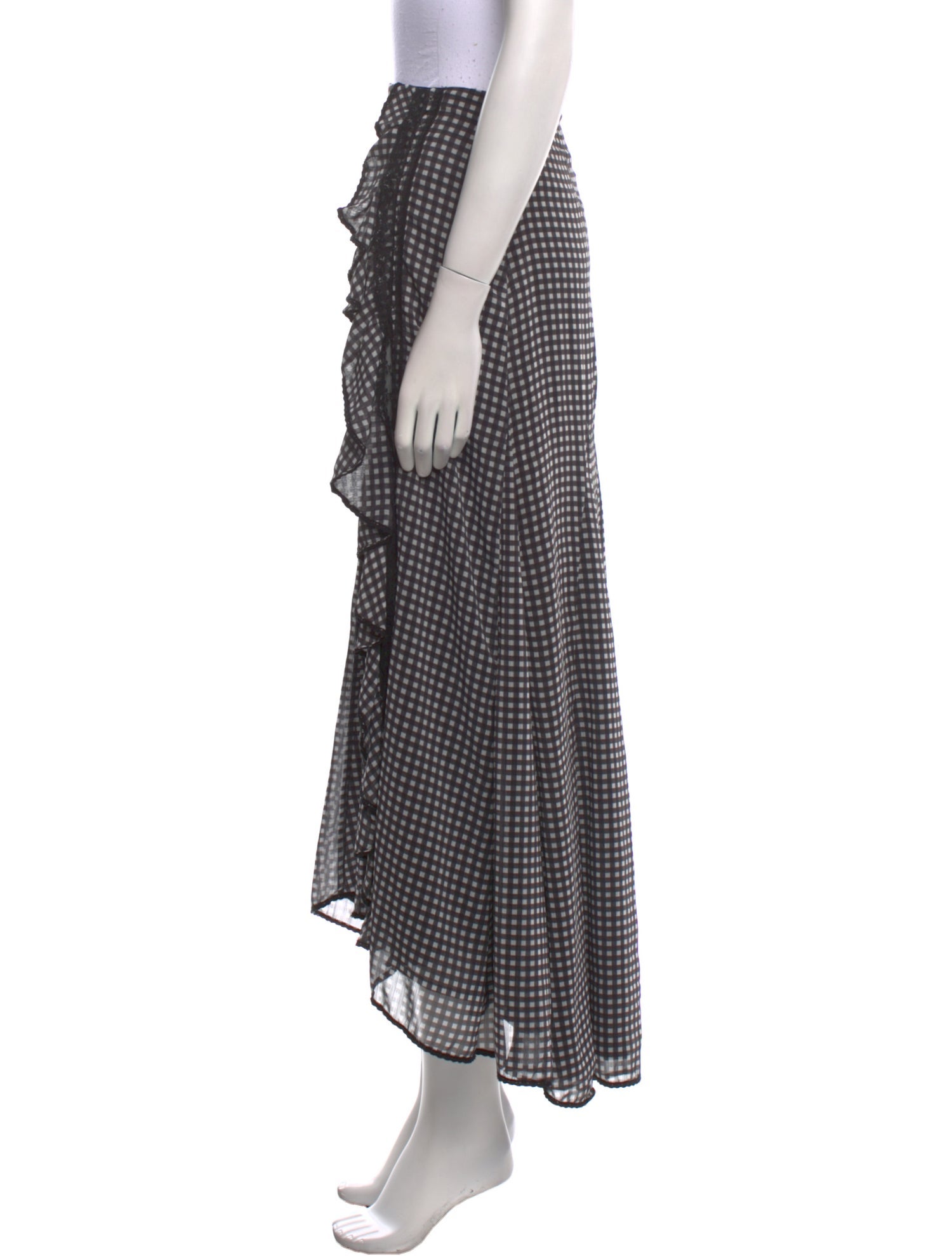 Jonathan Simkhai Plaid Print Midi Length Skirt