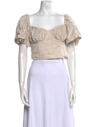 Jonathan Simkhai Square Neckline Short Sleeve Crop Top