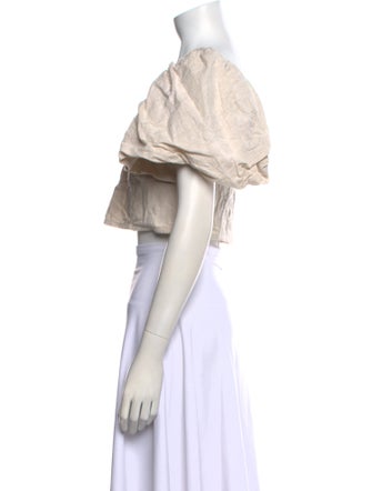 Jonathan Simkhai Square Neckline Short Sleeve Crop Top