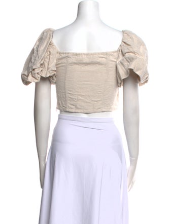 Jonathan Simkhai Square Neckline Short Sleeve Crop Top