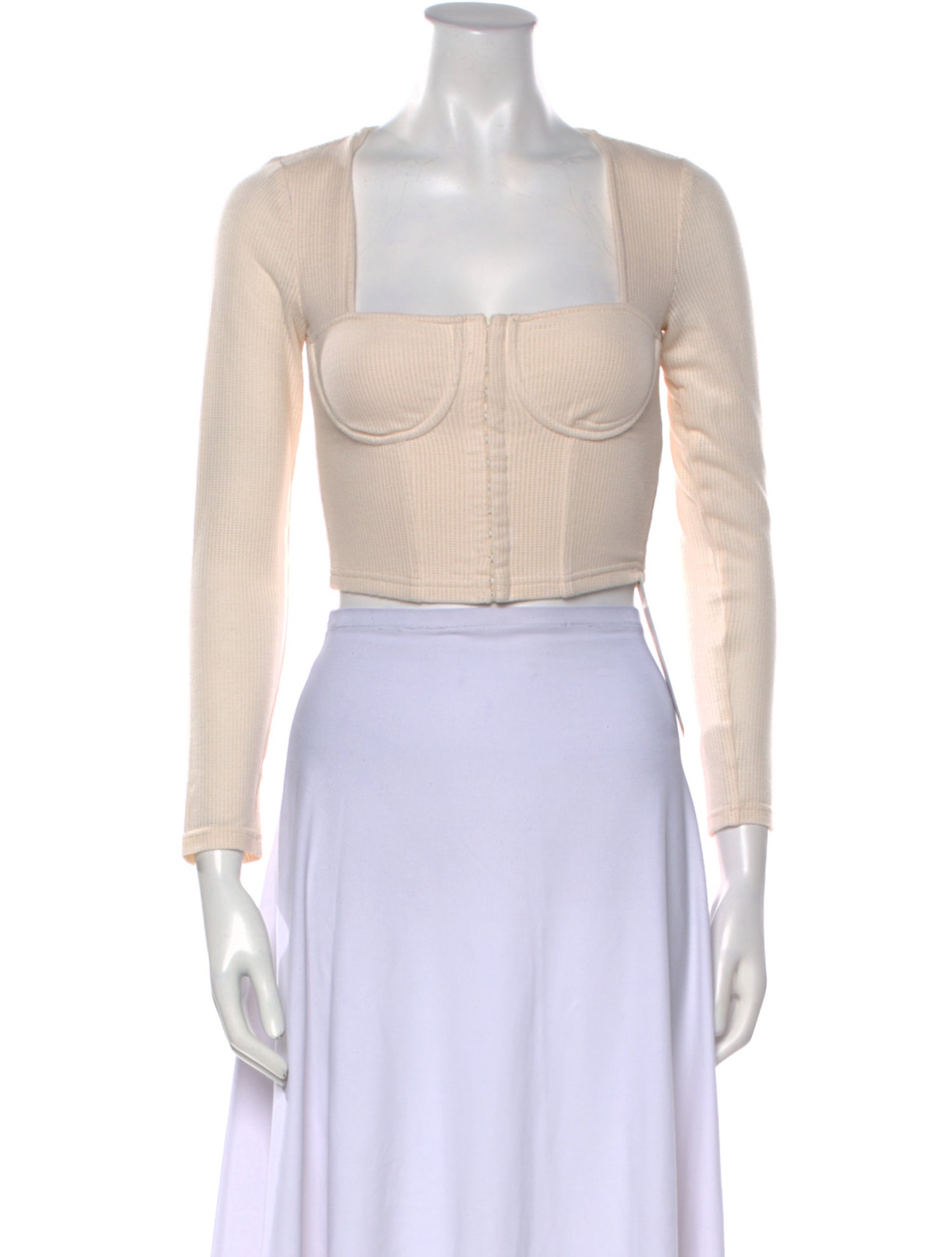 Jonathan Simkhai Square Neckline Long Sleeve Crop Top