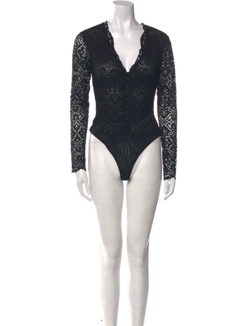 Jonathan Simkhai Lace Pattern V-Neck Bodysuit