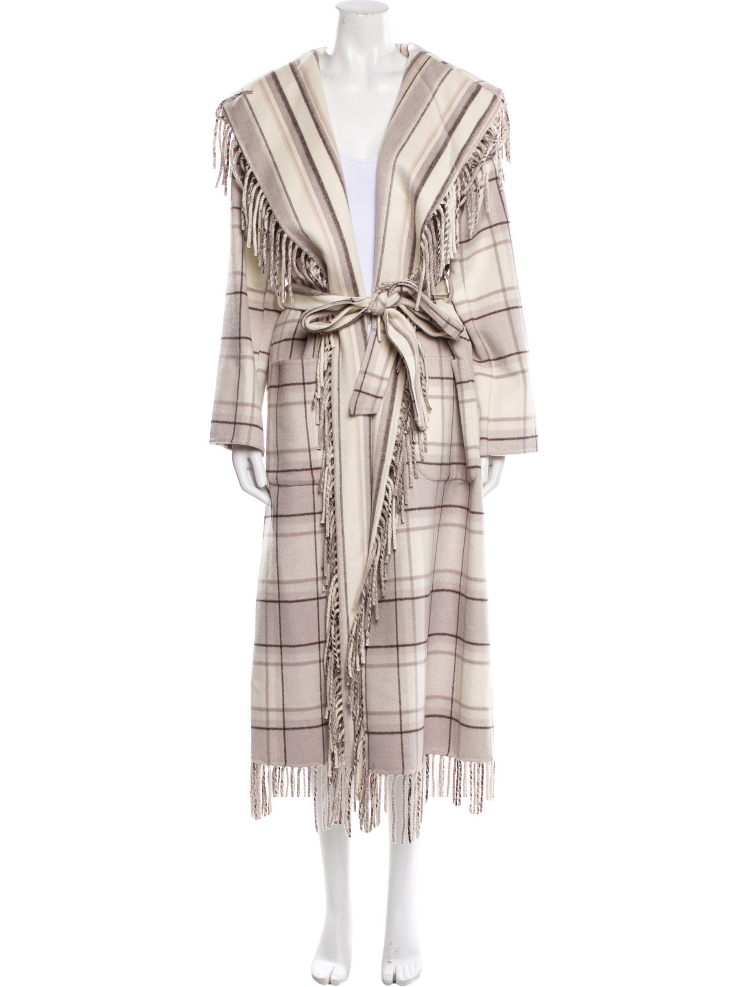 Jonathan Simkhai Wool Plaid Print Coat