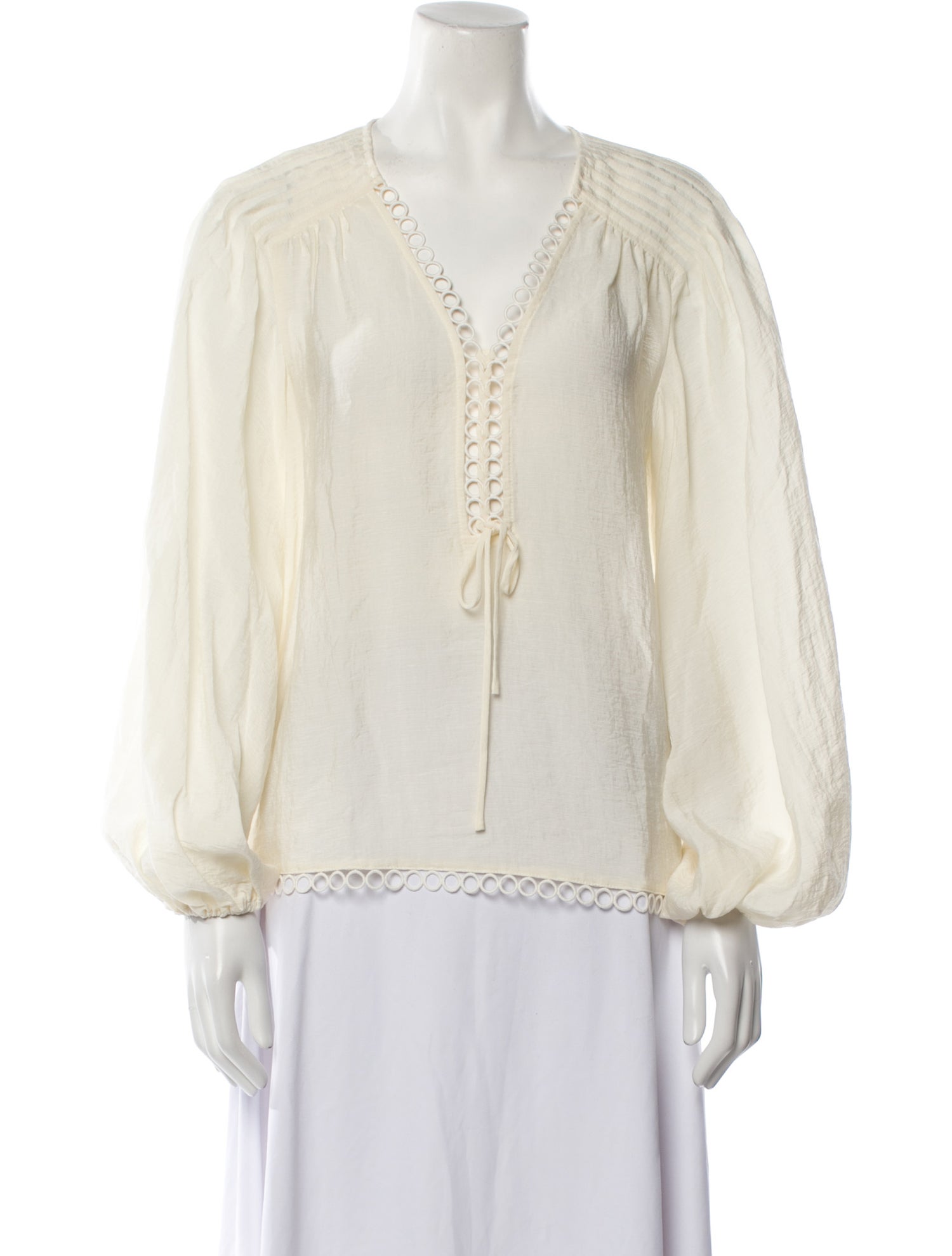 Jonathan Simkhai V-Neck Long Sleeve Blouse