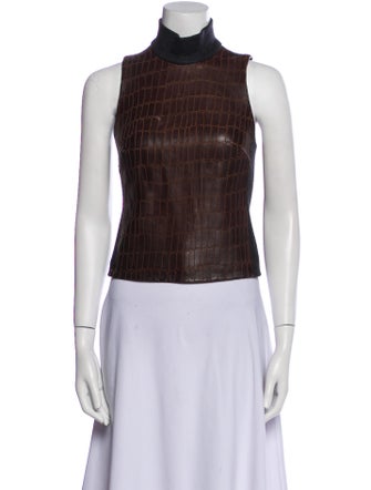 Jonathan Simkhai Leather Turtleneck Crop Top