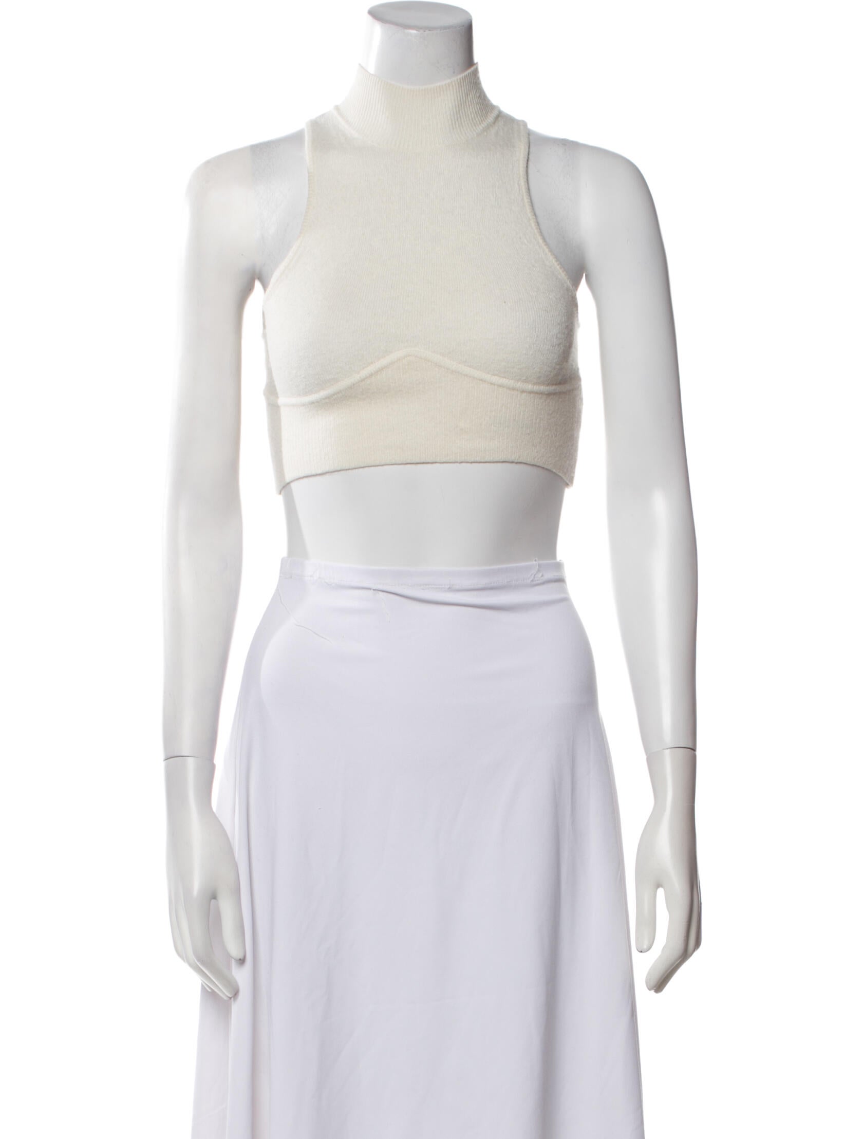 Jonathan Simkhai Mock Neck Sleeveless Crop Top