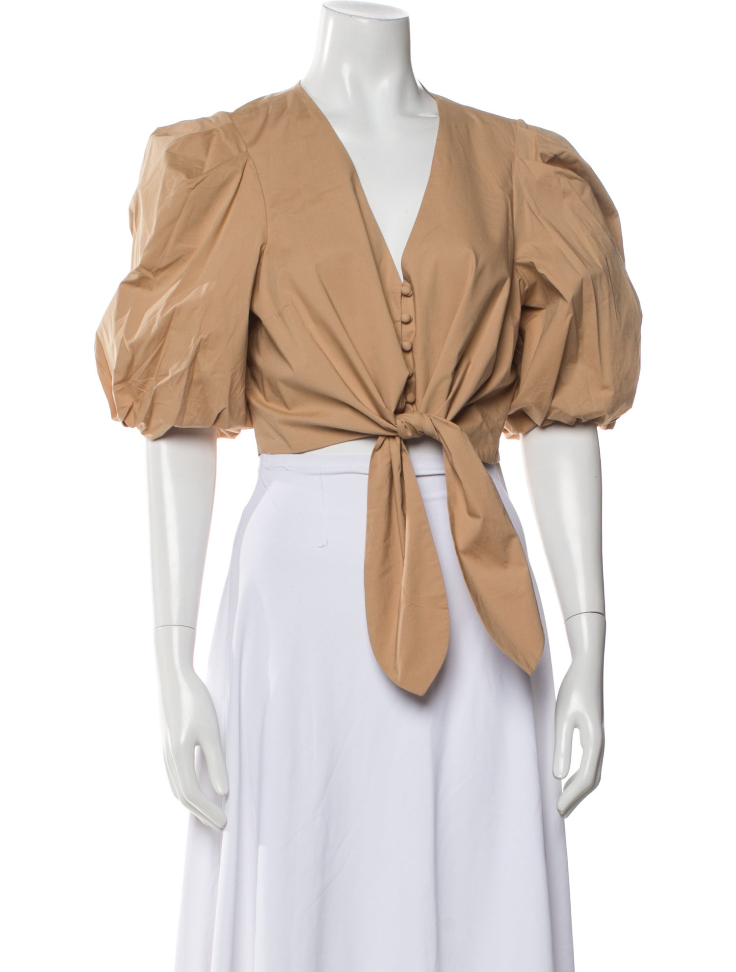 Jonathan Simkhai V-Neck Short Sleeve Crop Top