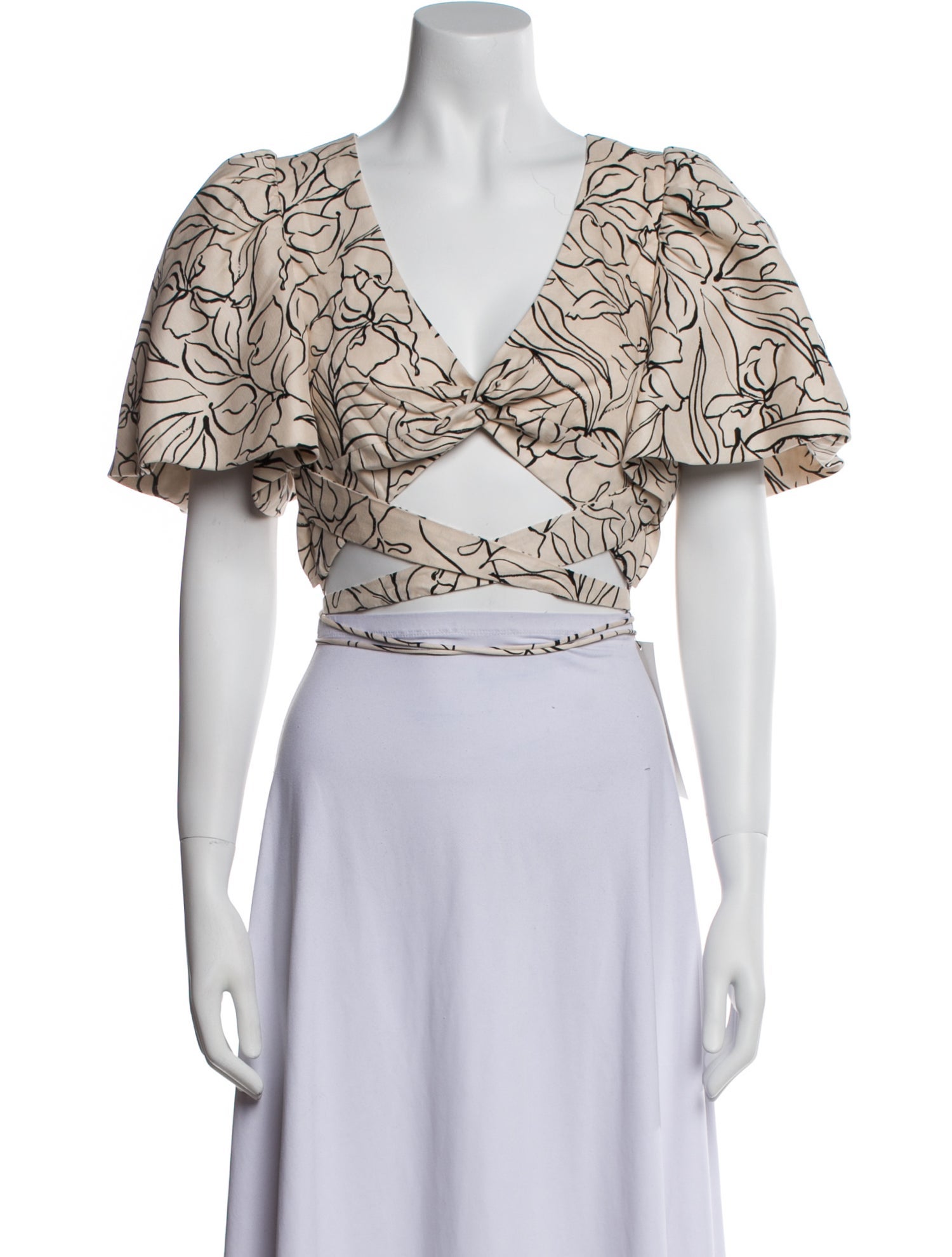 Jonathan Simkhai Printed V-Neck Crop Top w/ Tags