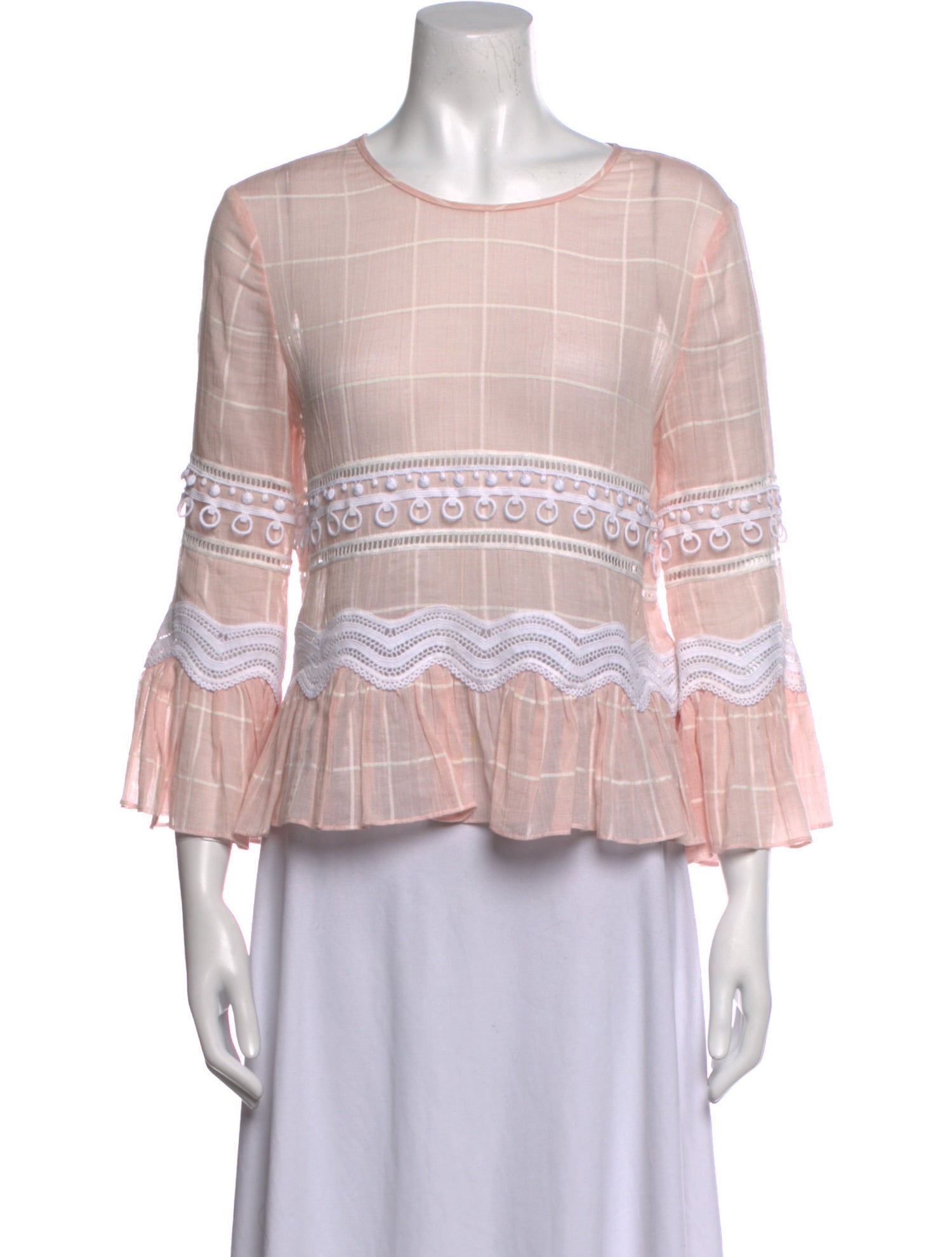 Jonathan Simkhai Plaid Print Bateau Neckline Blouse