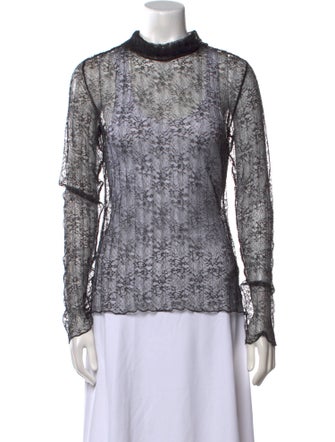 Jonathan Simkhai Lace Pattern Mock Neck Sweatshirt