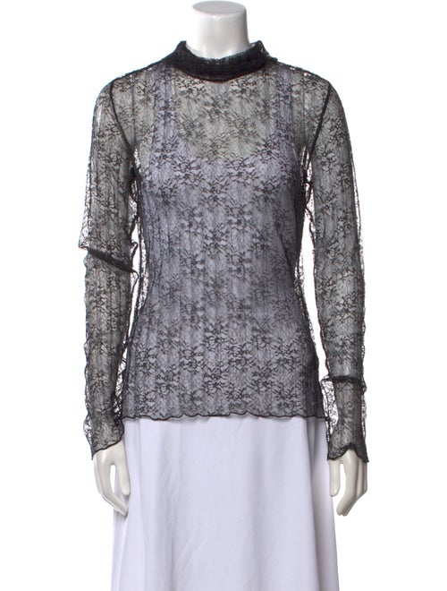 Jonathan Simkhai Lace Pattern Mock Neck Sweatshirt