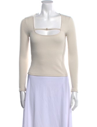 Jonathan Simkhai Square Neckline Long Sleeve Crop Top