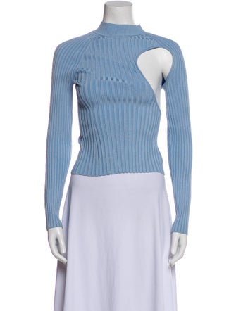 Jonathan Simkhai Striped Mock Neck Crop Top