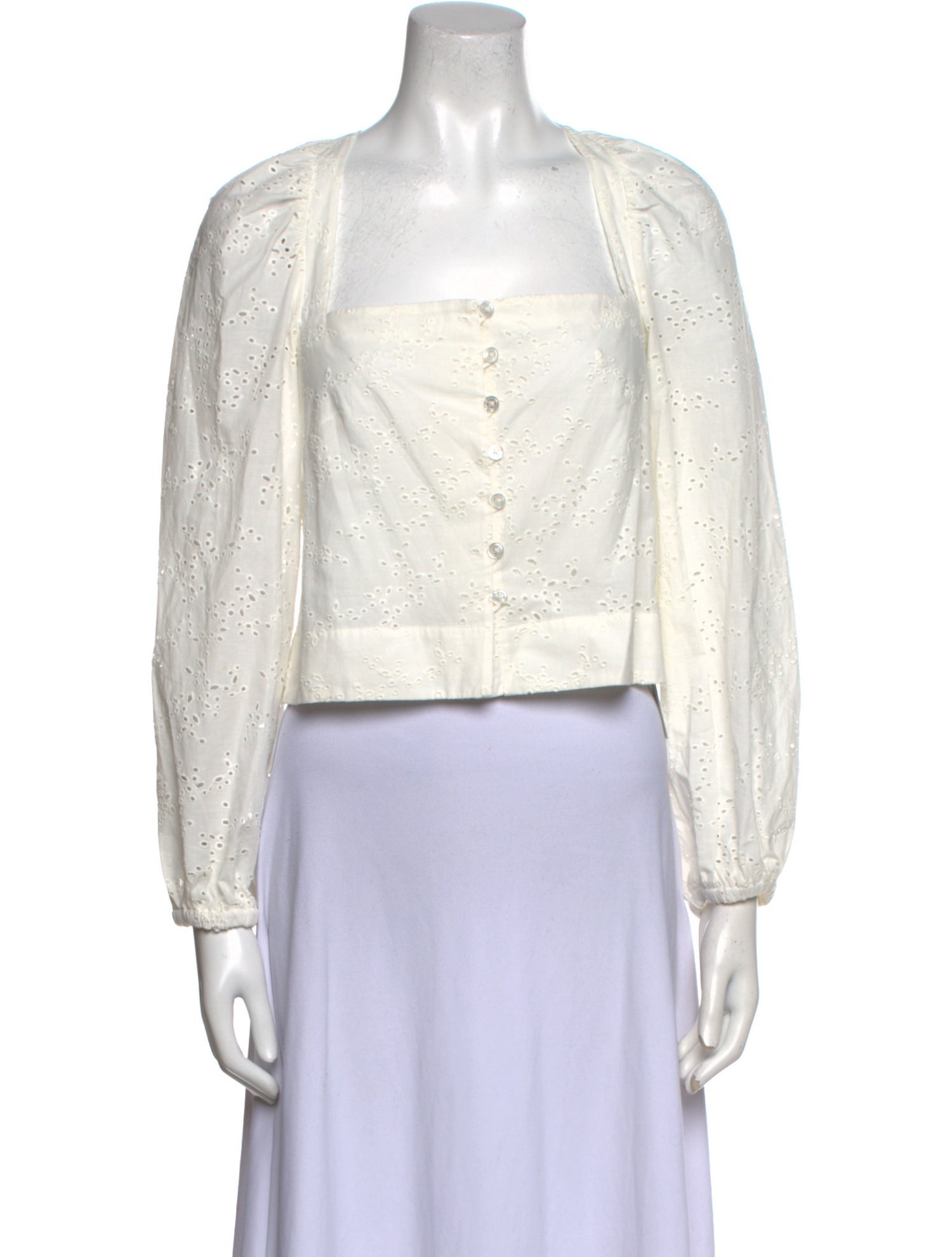 Jonathan Simkhai Square Neckline Long Sleeve Crop Top