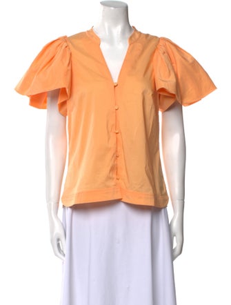 Jonathan Simkhai V-Neck Short Sleeve Blouse