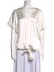 Jonathan Simkhai V-Neck Short Sleeve Blouse