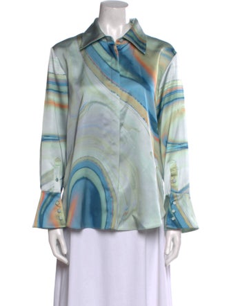 Jonathan Simkhai Printed Long Sleeve Button-Up Top