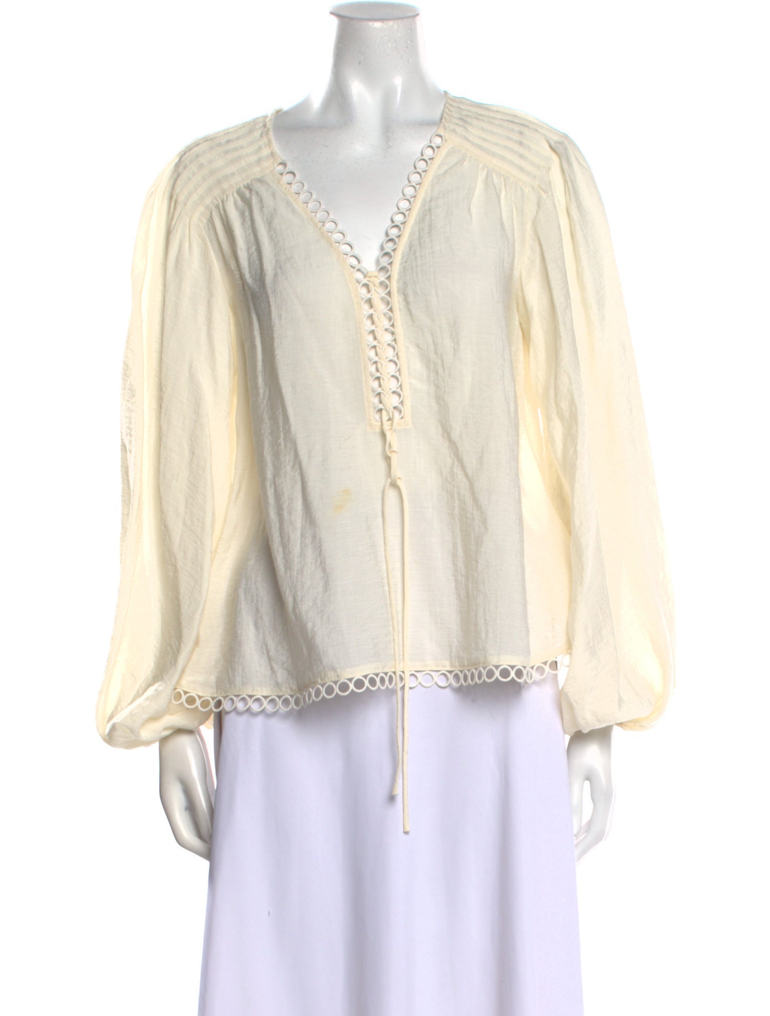 Jonathan Simkhai V-Neck Long Sleeve Blouse