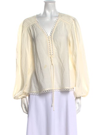 Jonathan Simkhai V-Neck Long Sleeve Blouse