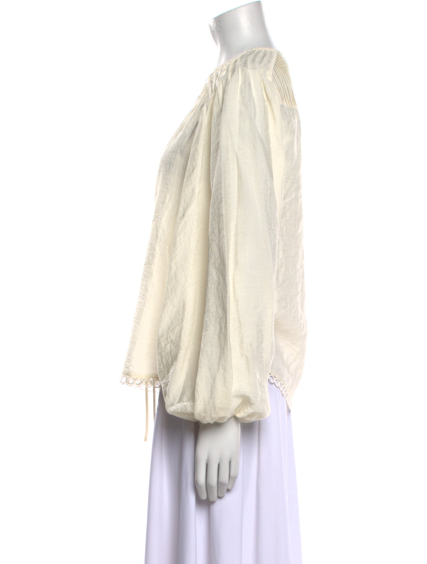 Jonathan Simkhai V-Neck Long Sleeve Blouse