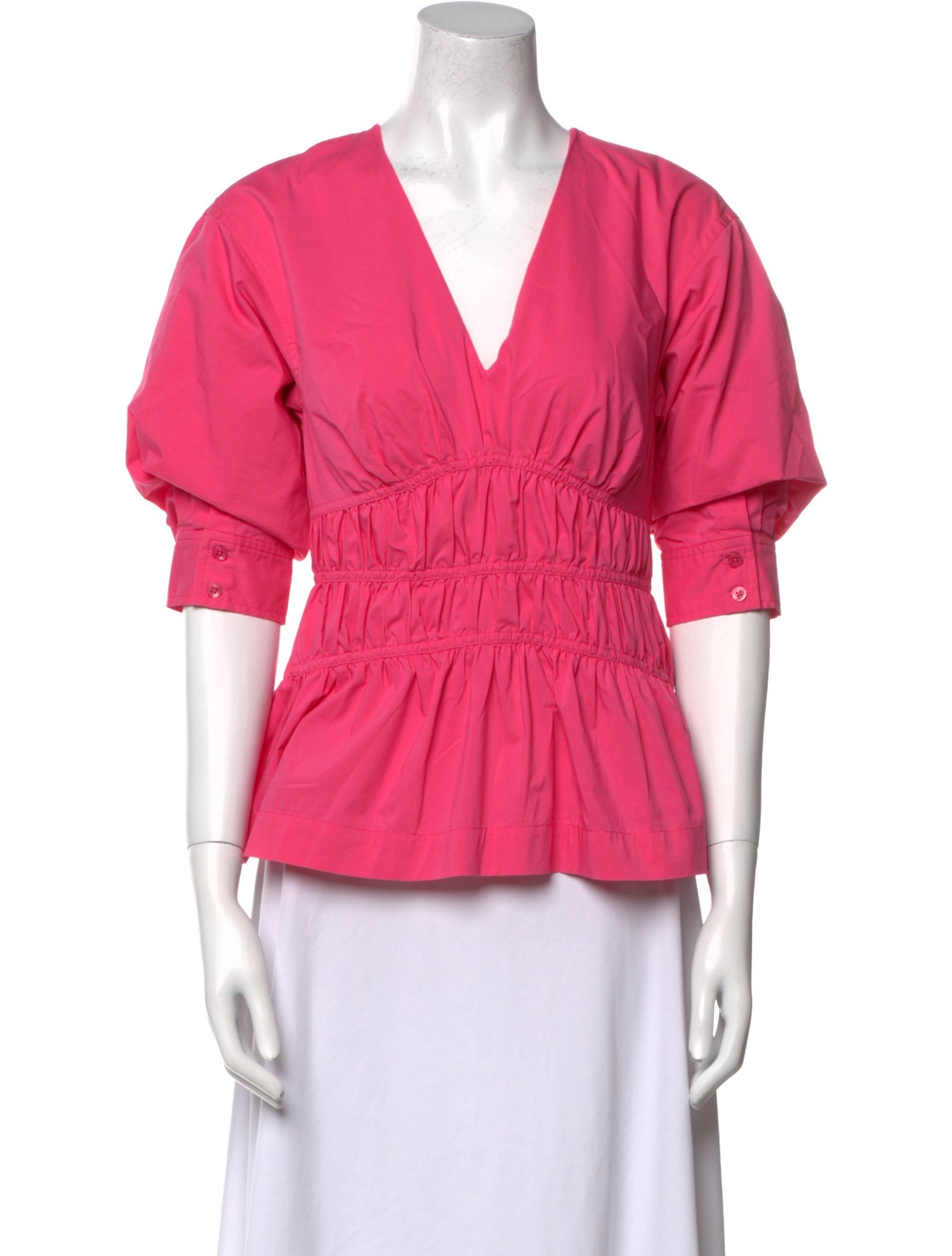Jonathan Simkhai V-Neck Three-Quarter Sleeve Blouse