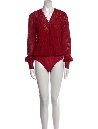 Jonathan Simkhai V-Neck Long Sleeve Bodysuit