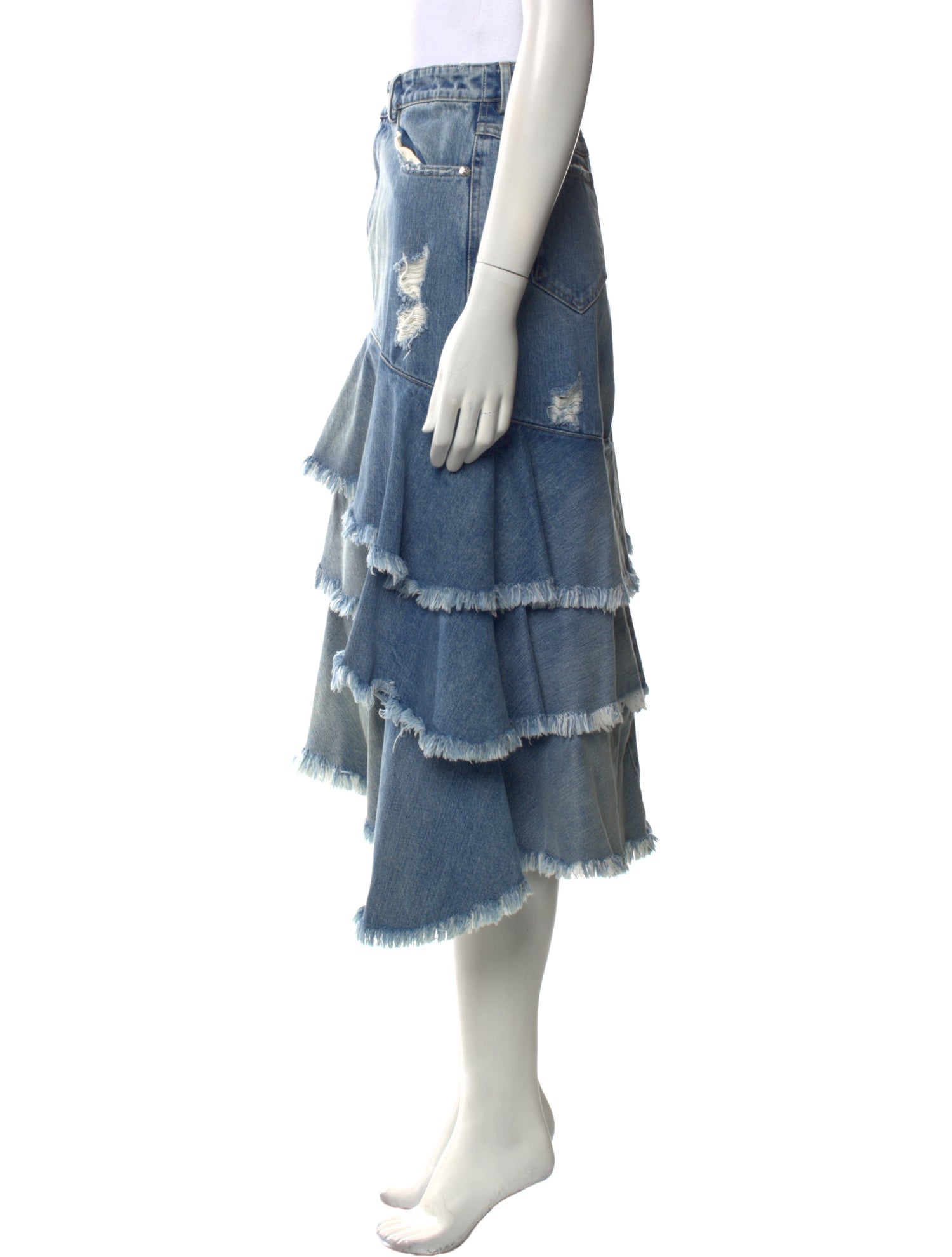 Jonathan Simkhai Distressed Accents Midi Length Skirt