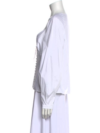 Jonathan Simkhai V-Neck Long Sleeve Blouse