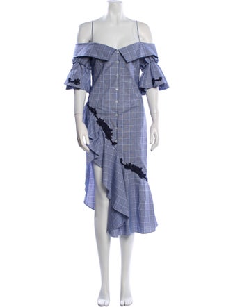 Jonathan Simkhai Plaid Print Midi Length Dress