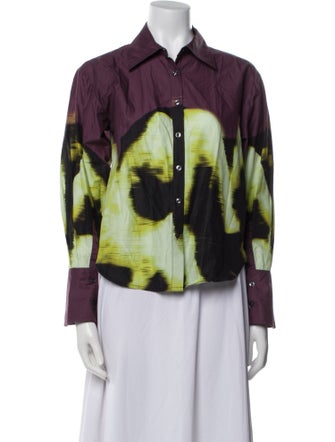 Jonathan Simkhai Printed Long Sleeve Button-Up Top