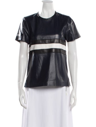Jonathan Simkhai Leather Colorblock Pattern T-Shirt