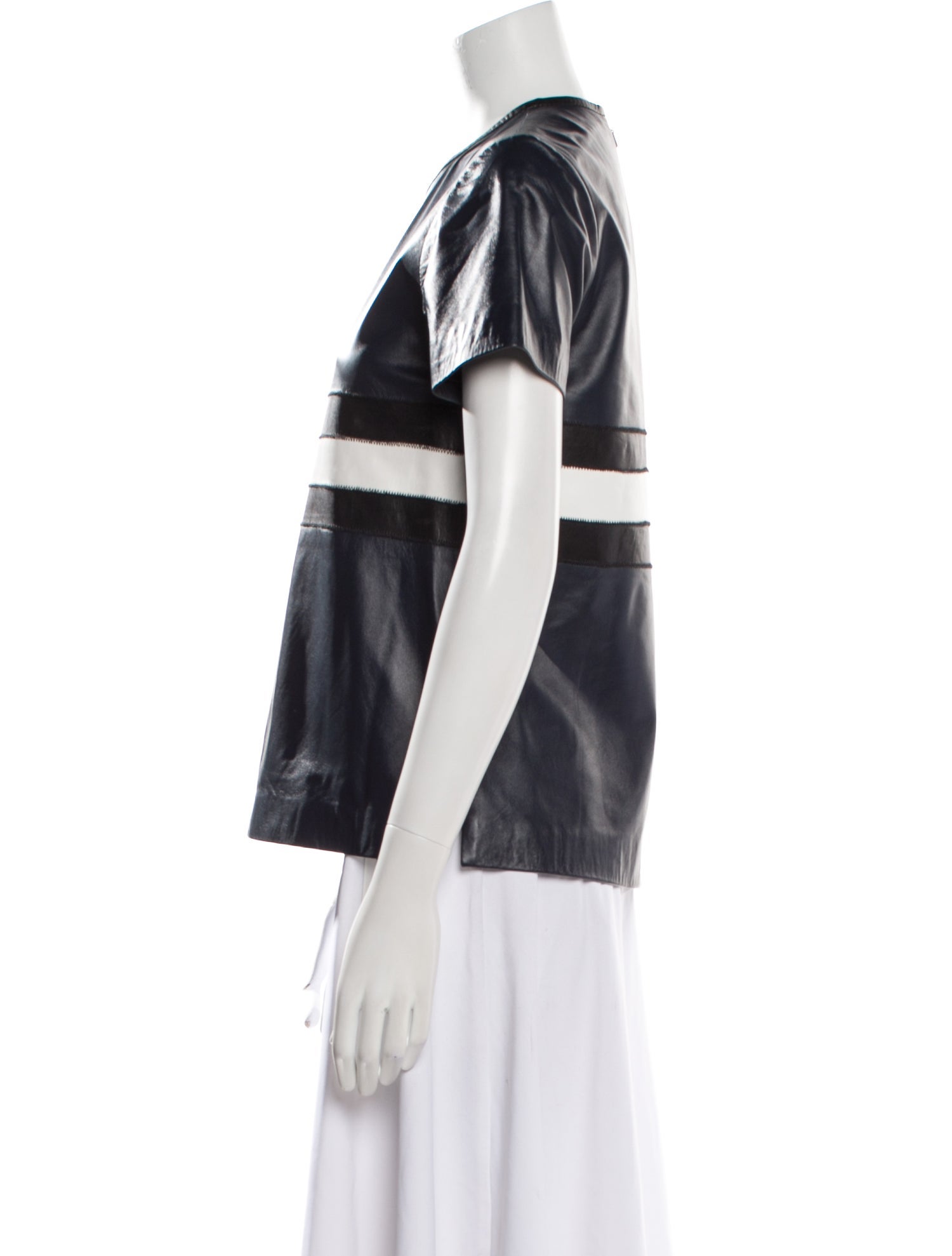 Jonathan Simkhai Leather Colorblock Pattern T-Shirt