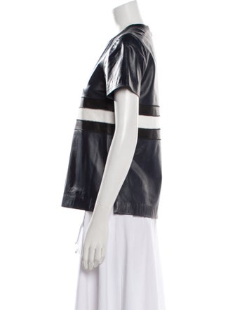 Jonathan Simkhai Leather Colorblock Pattern T-Shirt