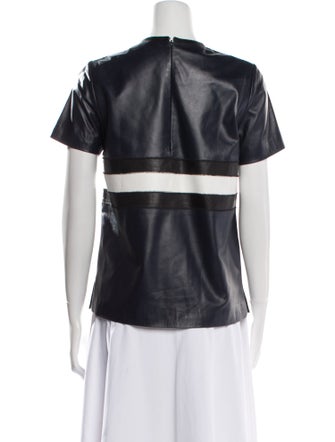 Jonathan Simkhai Leather Colorblock Pattern T-Shirt